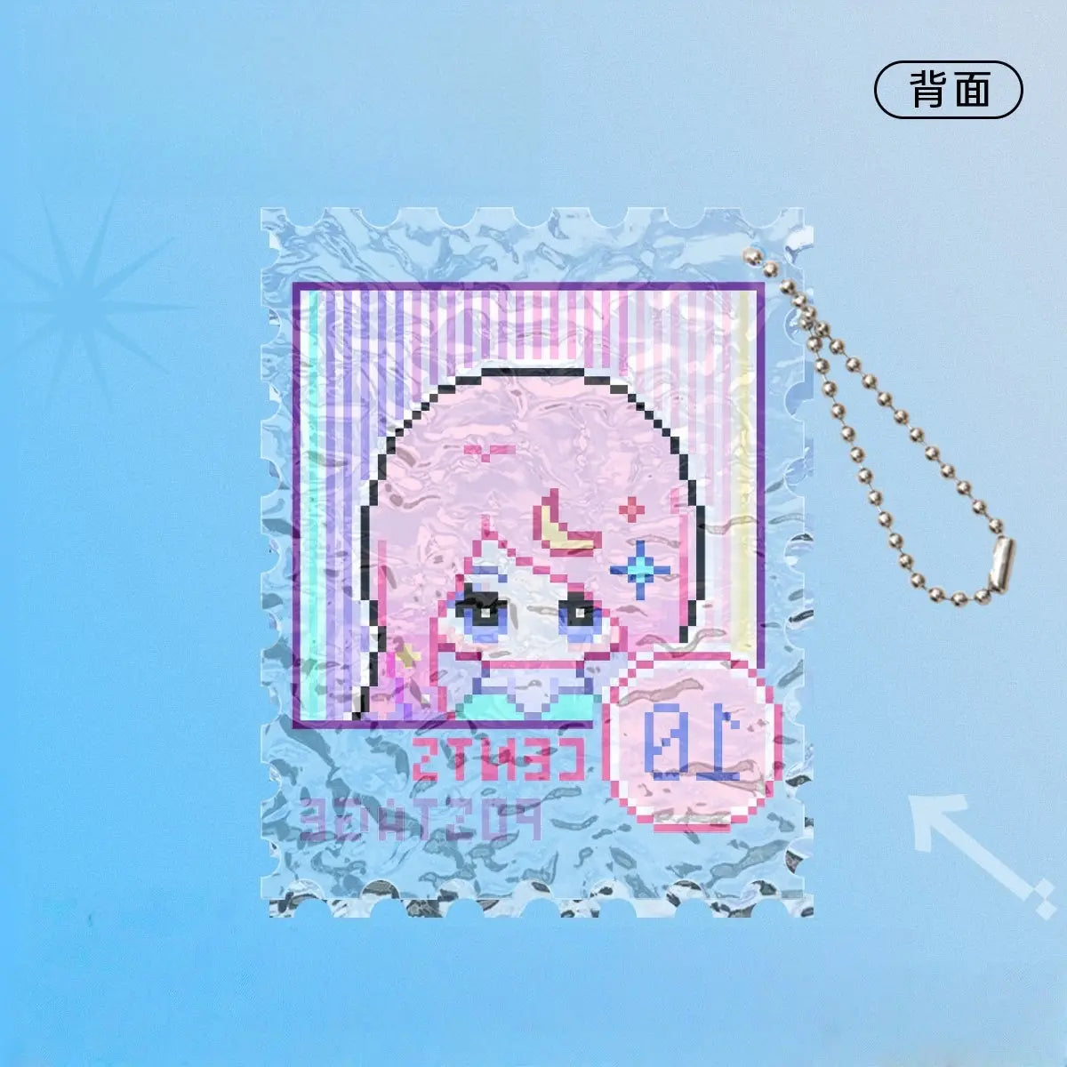 切手風水面アクリルチャーム