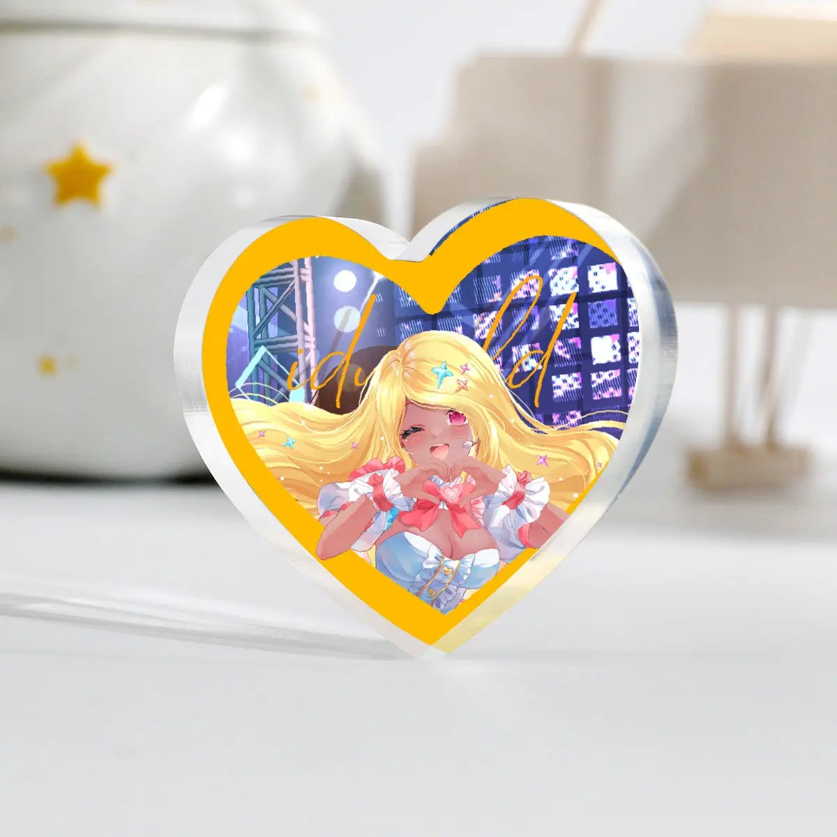 ハート型ダイカットアクリルブロック 