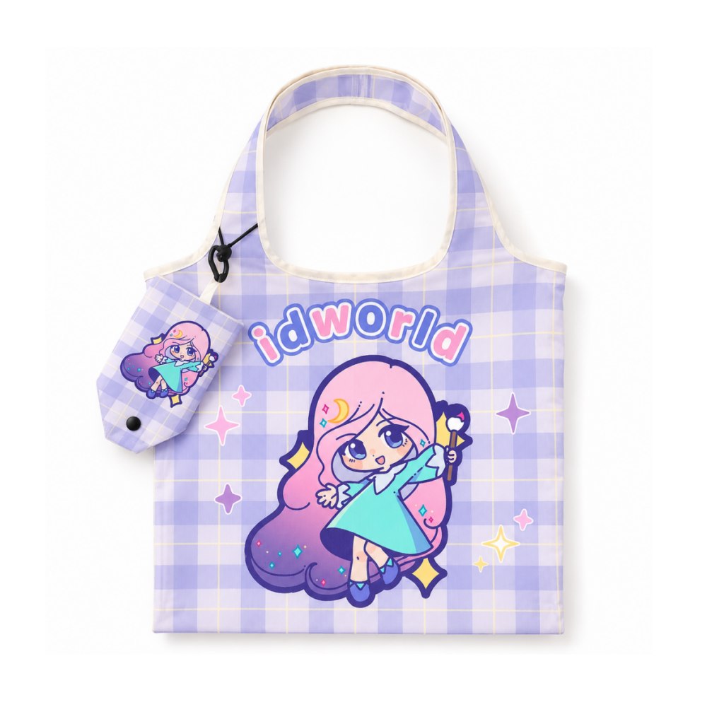 収納ポーチ付き折りたたみエコバッグ（フルプリント）